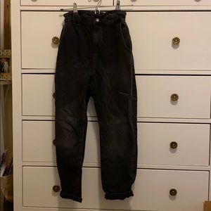 ZARA Paper Bag Style Jeans in Washed Black